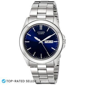 Classic Quartz Watch Silver-Tone Stainless Steel Analog Day Date Water Resistant